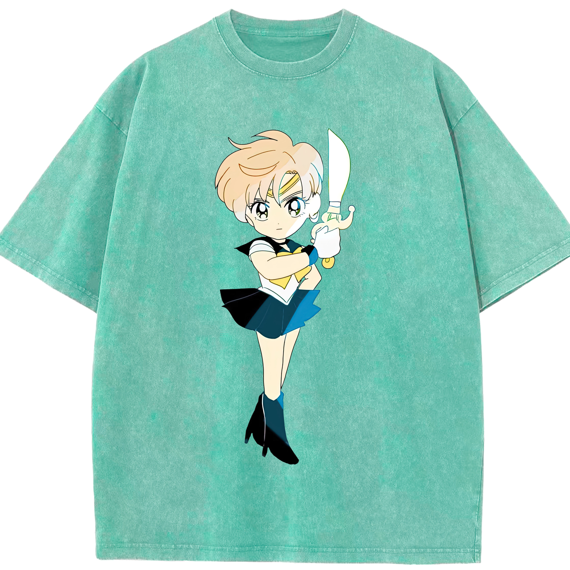 （画像用） 美少女戦士セーラームーン 天王はるか Sailor Moon Tenoh Haruka 綿100% ヴィンテージ風 半袖Tシャツ（フロントプリント）